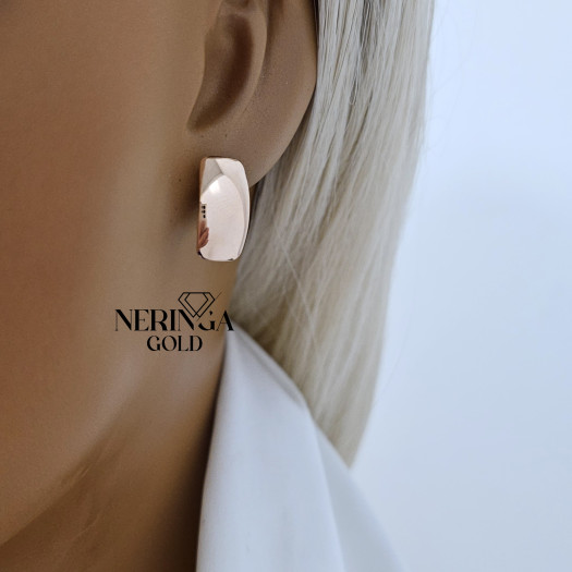 Rose gold english lock earrings #65909