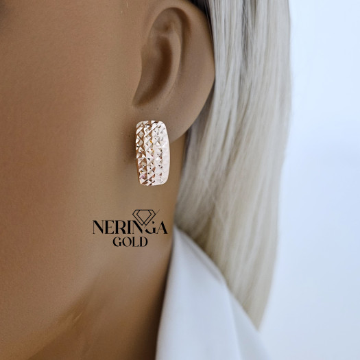 Rose gold english lock earrings #65976