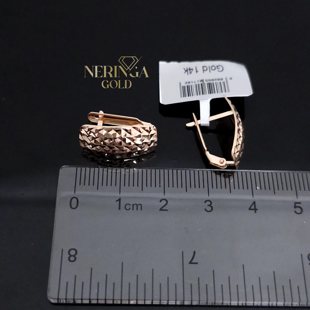 Rose gold english lock earrings #65976