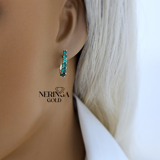 Rose gold english lock earrings #65971