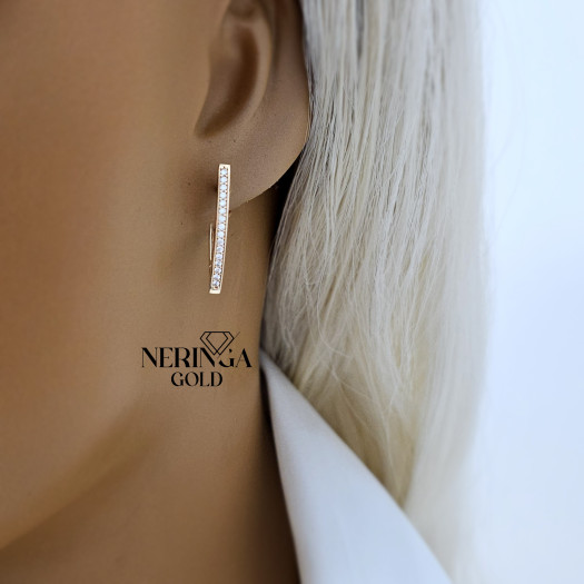 Rose gold english lock earrings #65901