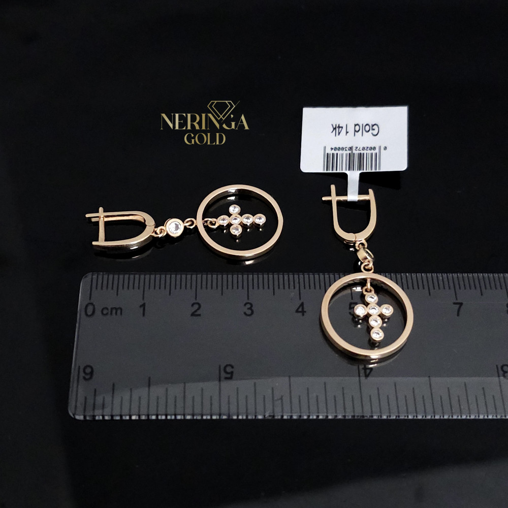 Rose gold english lock earrings #65894