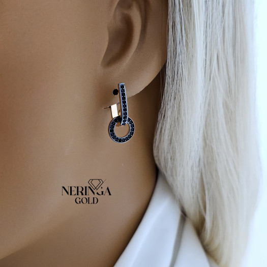Rose gold english lock earrings #65888