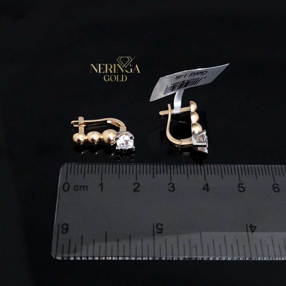 Rose gold english lock earrings #65879