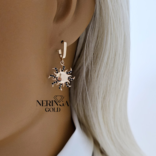 Rose gold english lock earrings #65889