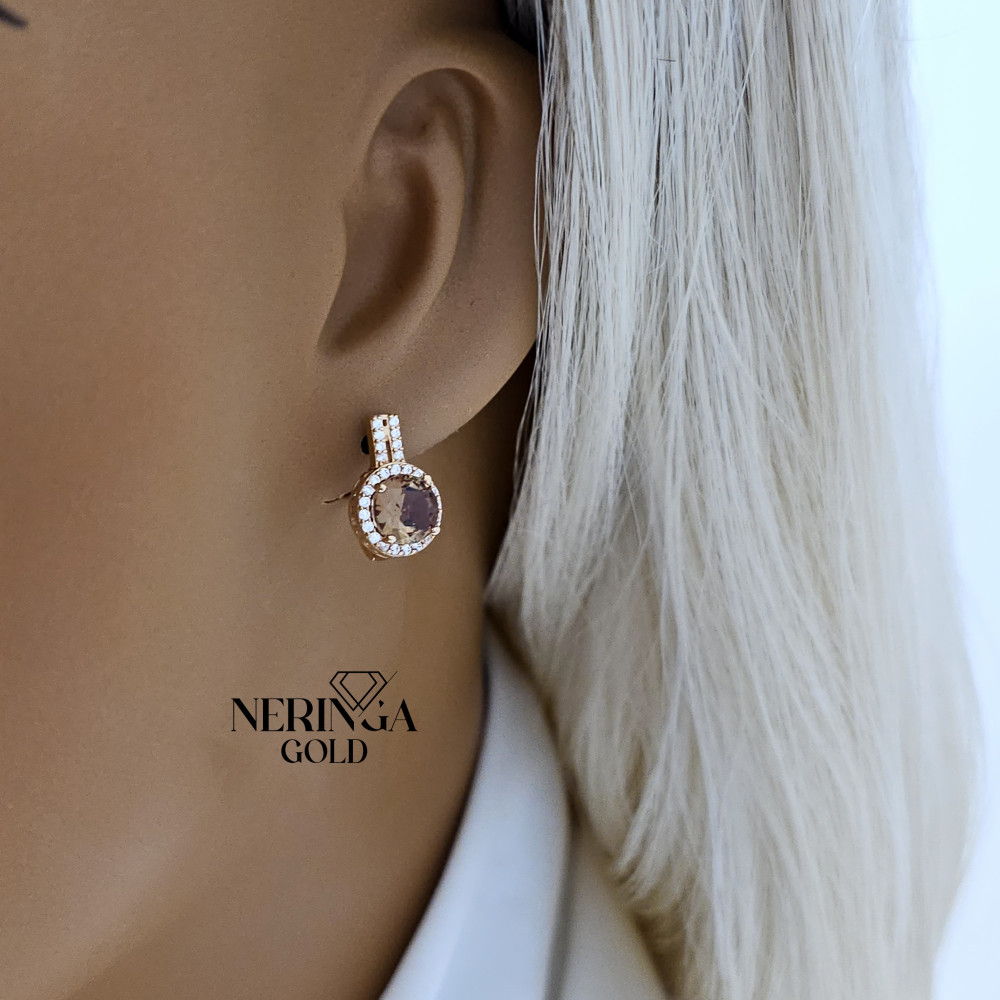 Rose gold english lock earrings #65967