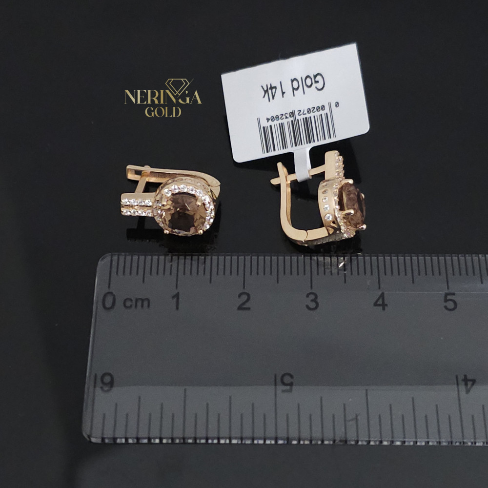 Rose gold english lock earrings #65967