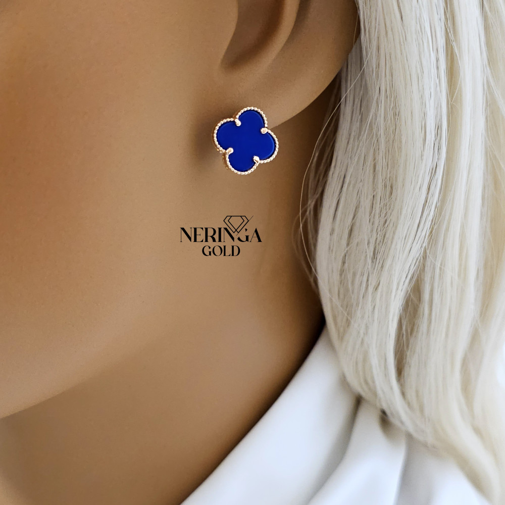 Rose gold english lock earrings #65994