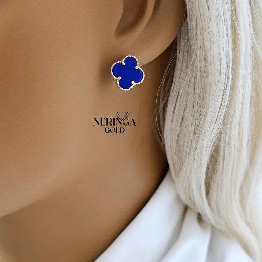 Rose gold english lock earrings #65994