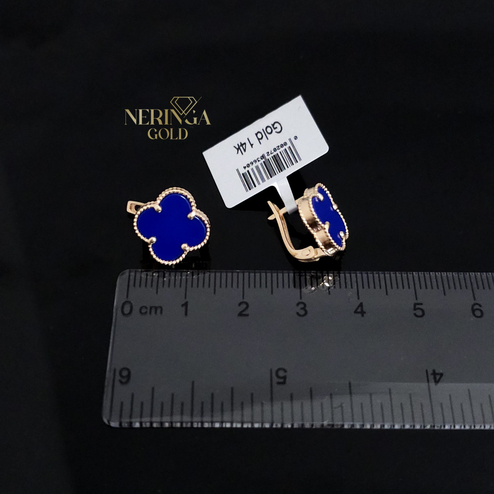 Rose gold english lock earrings #65994