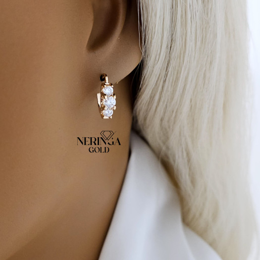 Rose gold english lock earrings #65852