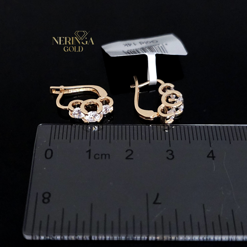 Rose gold english lock earrings #65852