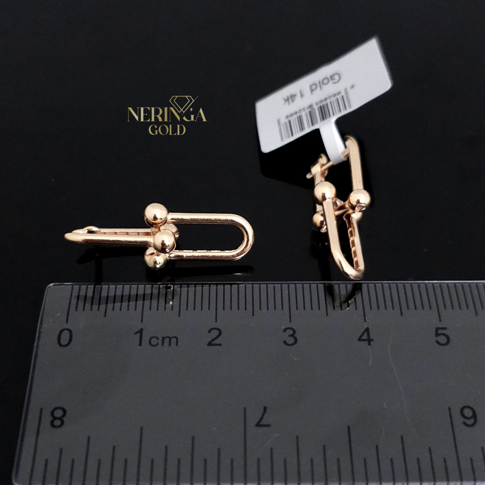 Rose gold english lock earrings #65870