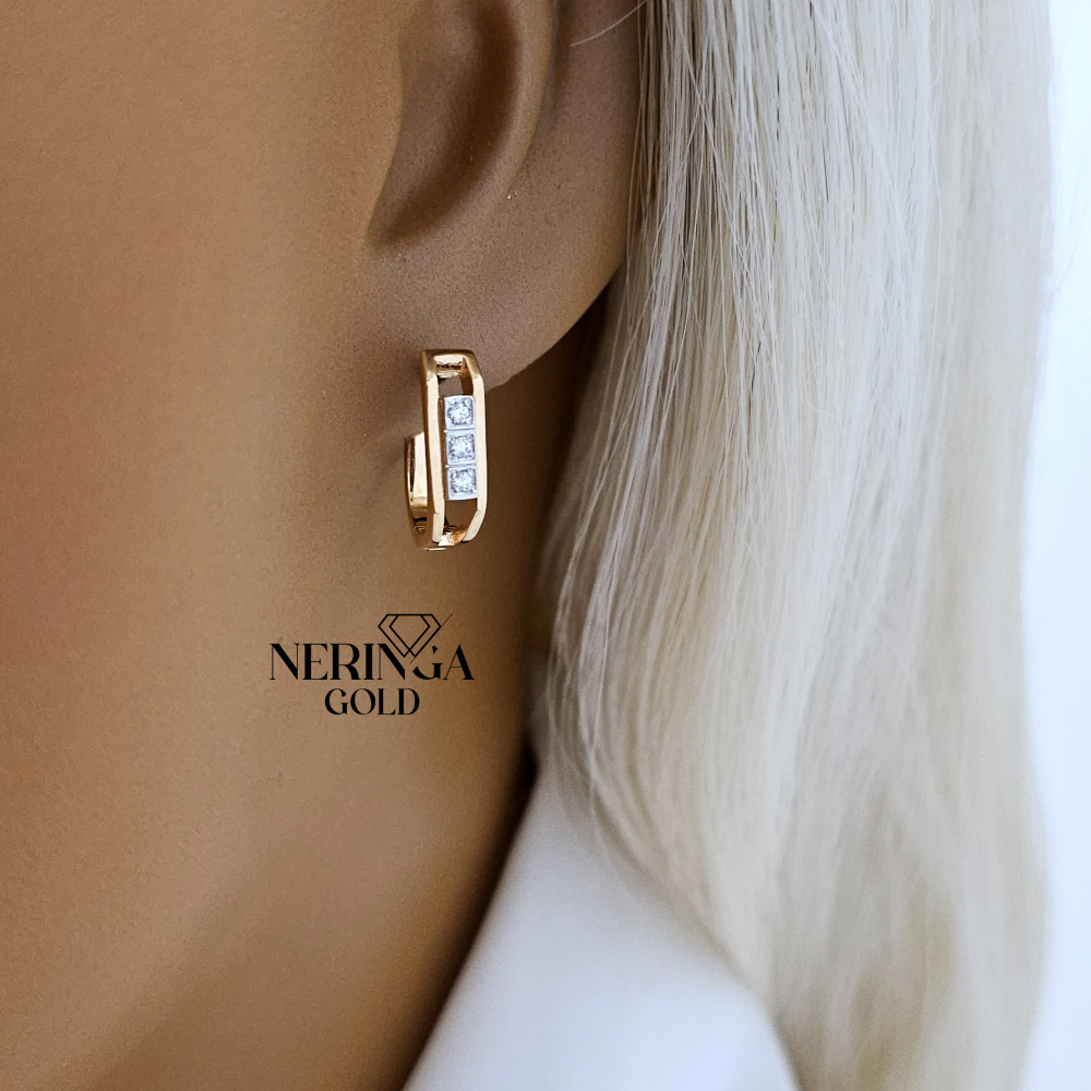 Rose gold english lock earrings #65872