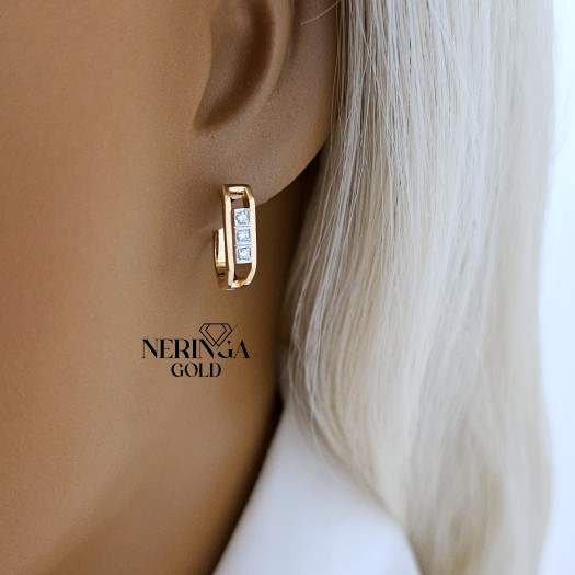 Rose gold english lock earrings #65872