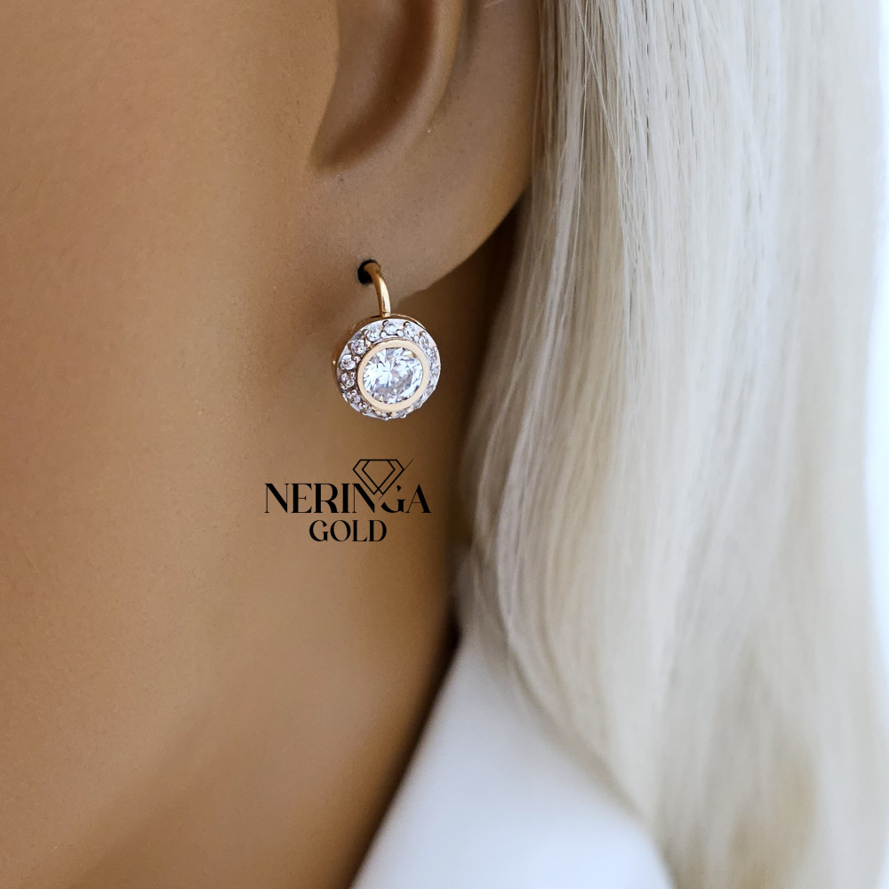 Rose gold english lock earrings #65890