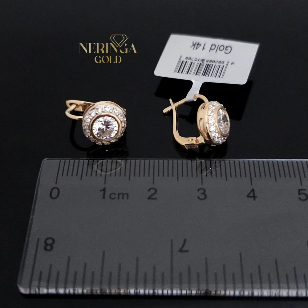 Rose gold english lock earrings #65890