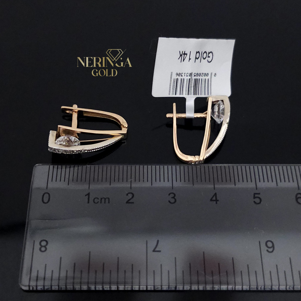 Rose gold english lock earrings #65865
