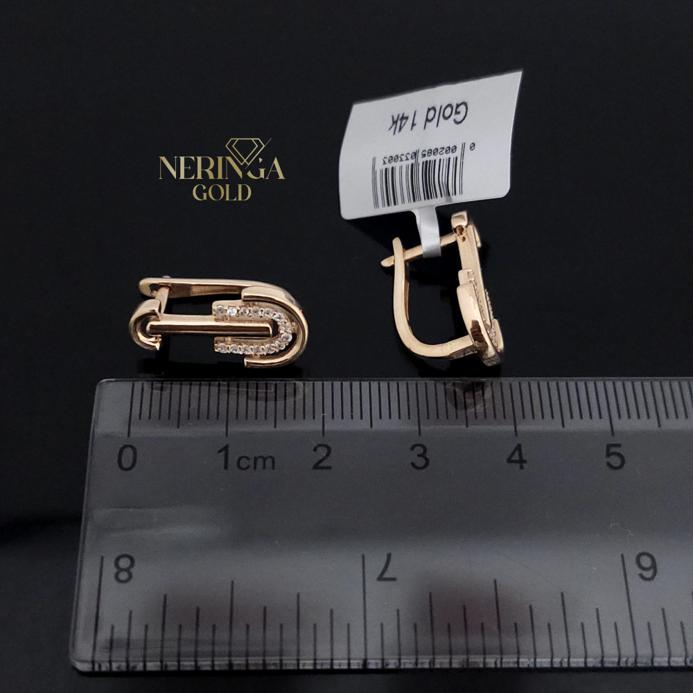 Rose gold english lock earrings #65858
