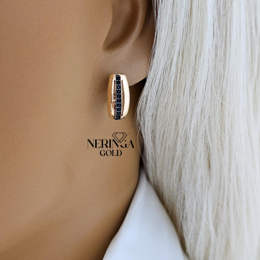 Rose gold english lock earrings #65876