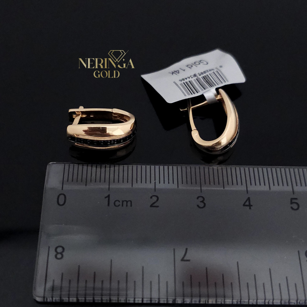 Rose gold english lock earrings #65876