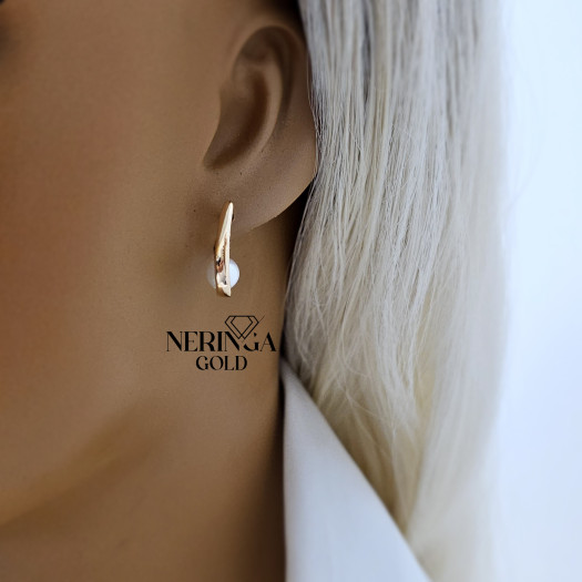 Rose gold english lock earrings #66005