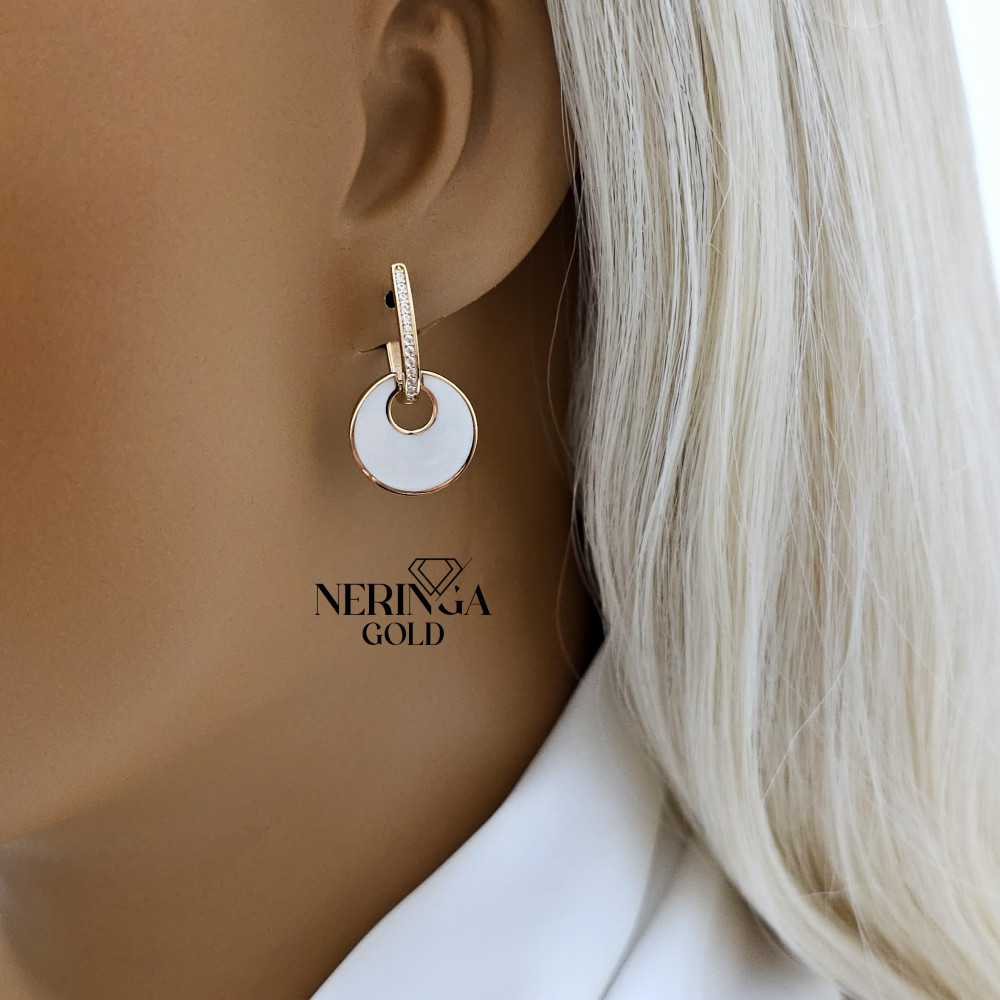 Rose gold english lock earrings #65829