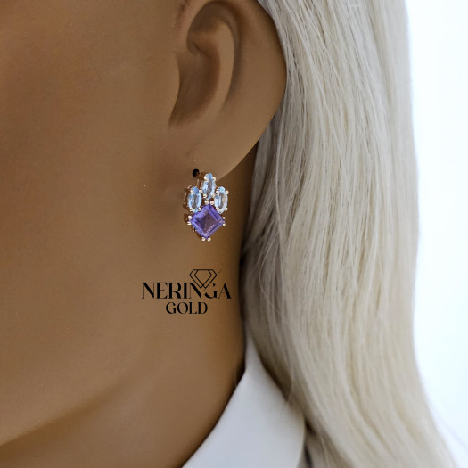 Rose gold english lock earrings #65800