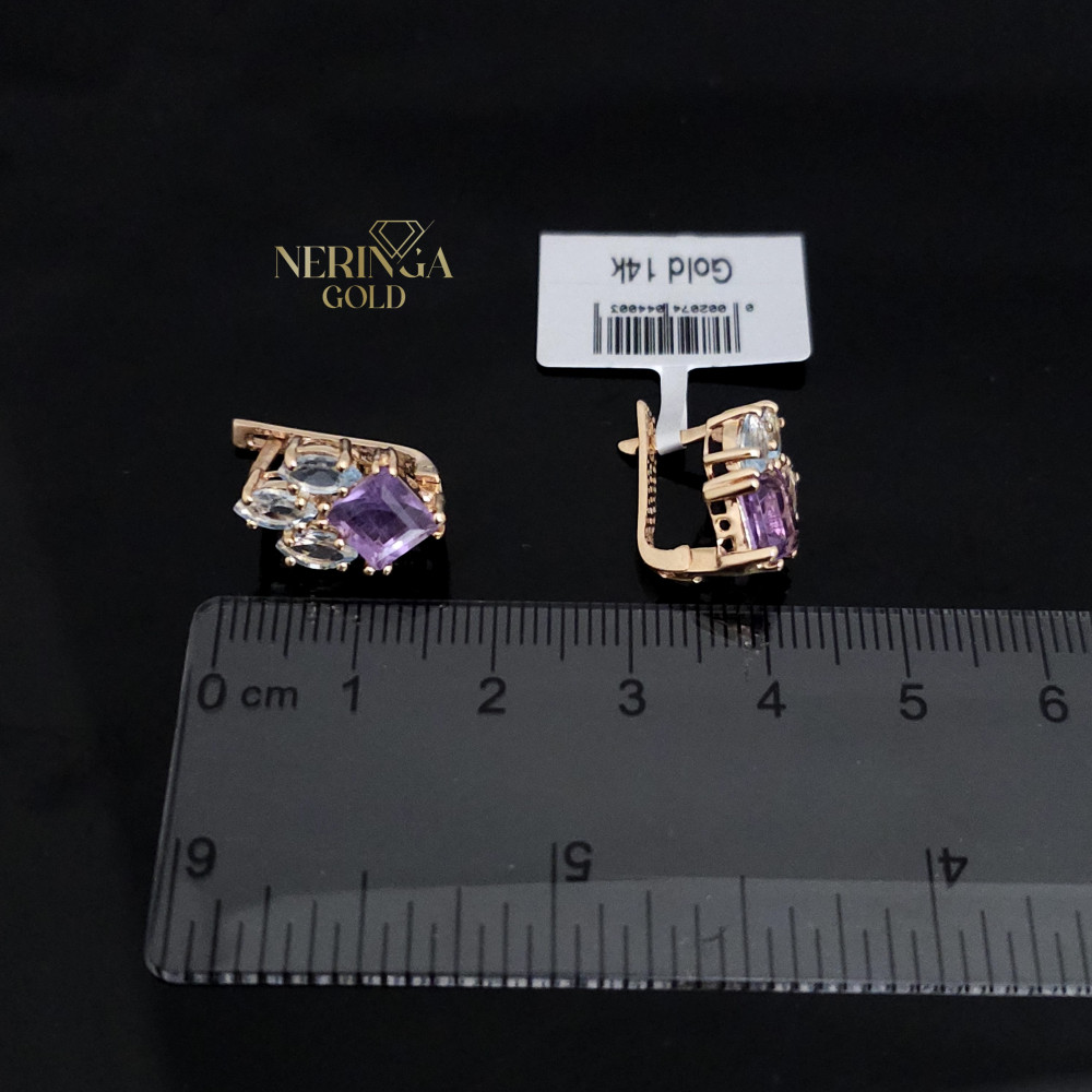 Rose gold english lock earrings #65800