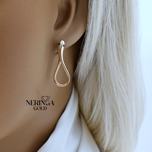 Rose gold english lock earrings #65840
