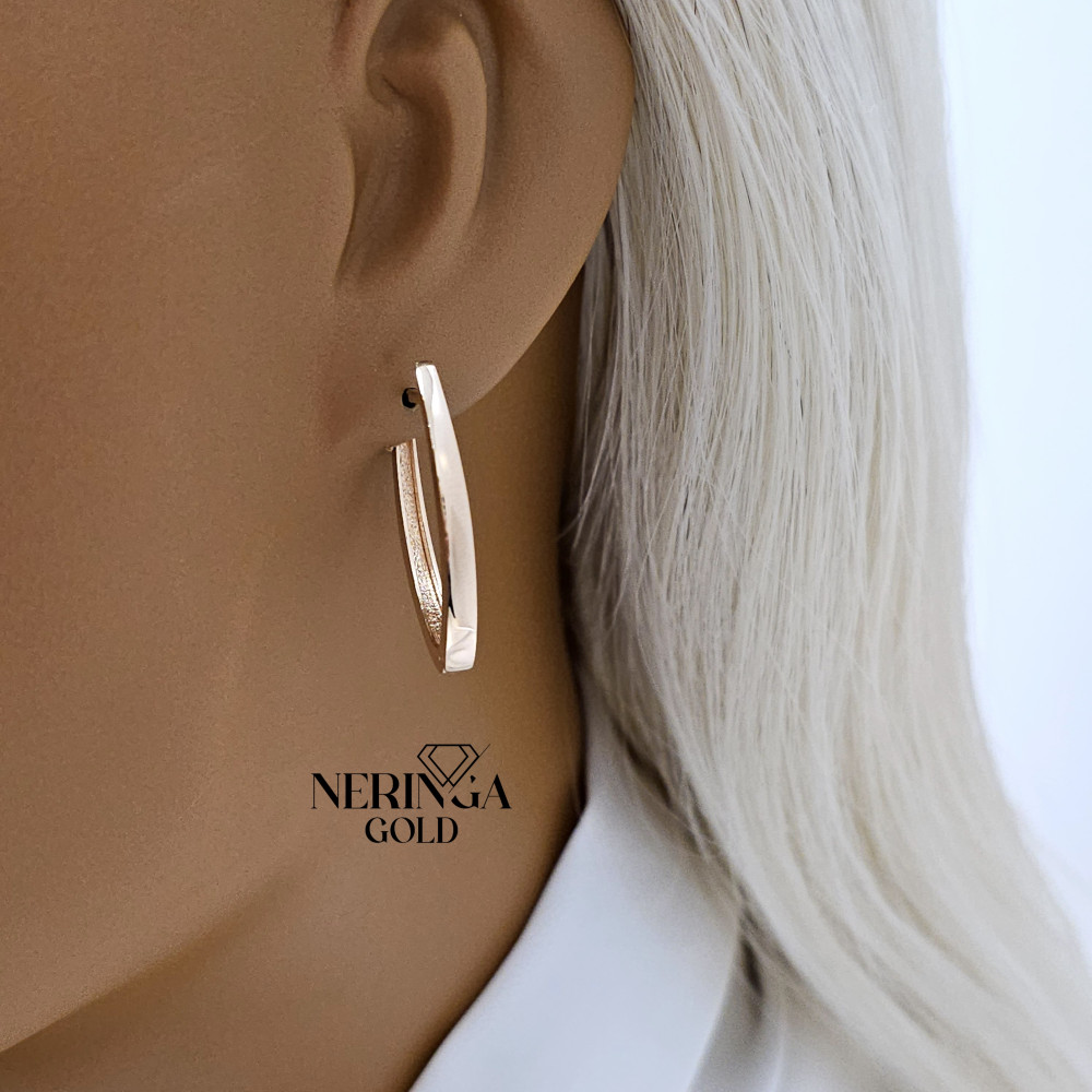 Rose gold english lock earrings #65837