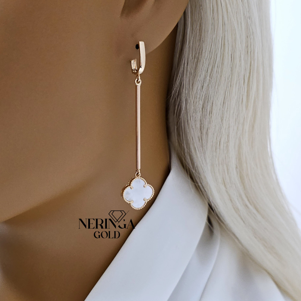 Rose gold english lock earrings #65998