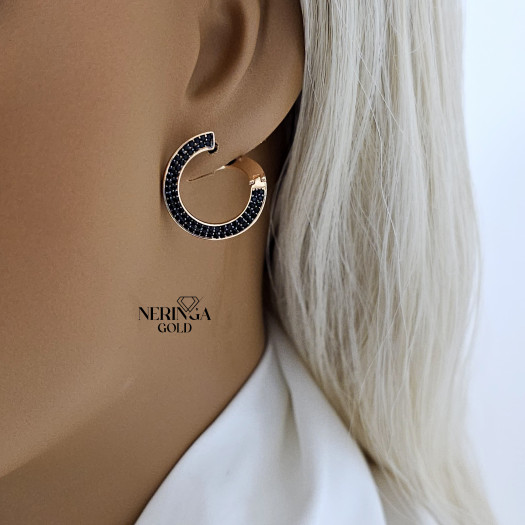 Rose gold english lock earrings #65834