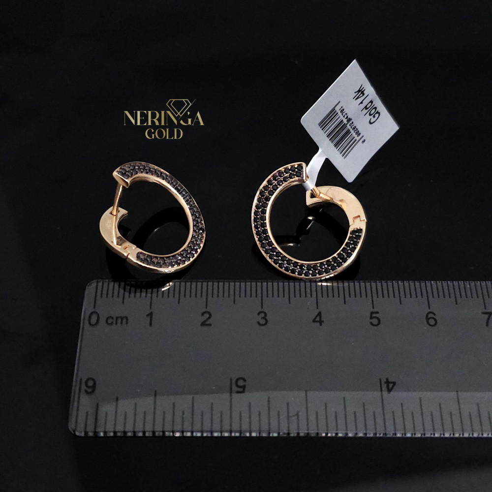 Rose gold english lock earrings #65834