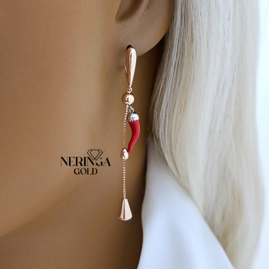 Rose gold english lock earrings #65974