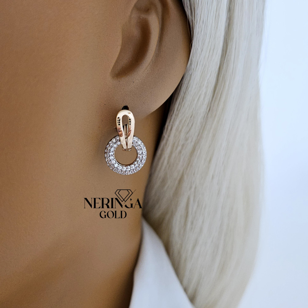 Rose gold english lock earrings #65826
