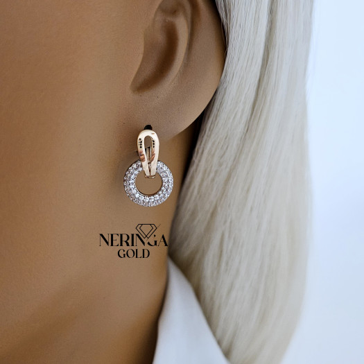 Rose gold english lock earrings #65826