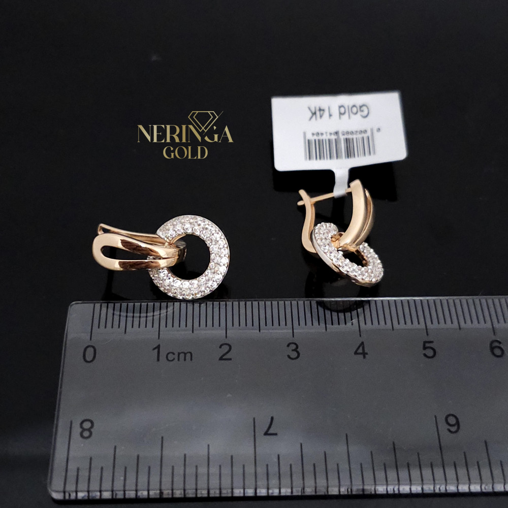 Rose gold english lock earrings #65826