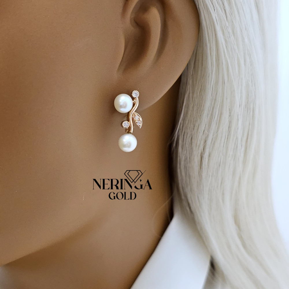 Rose gold english lock earrings #66001