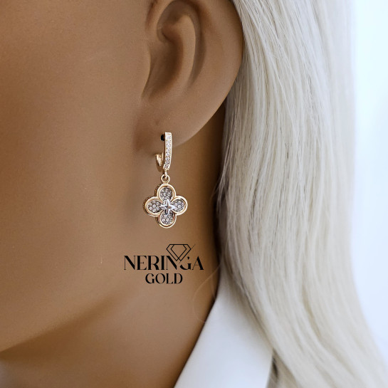 Rose gold english lock earrings #65943