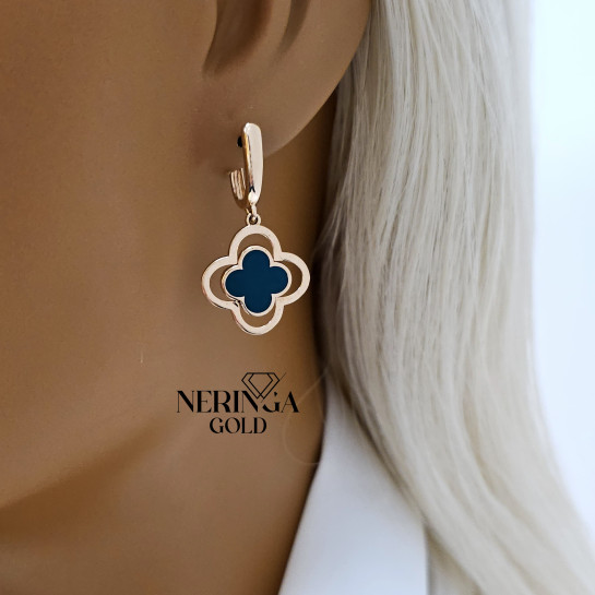 Rose gold english lock earrings #65959