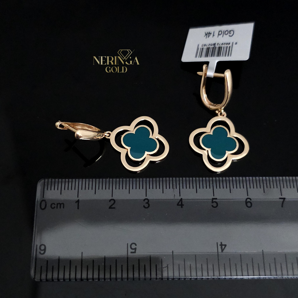 Rose gold english lock earrings #65959