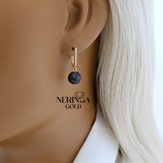 Rose gold english lock earrings #65946