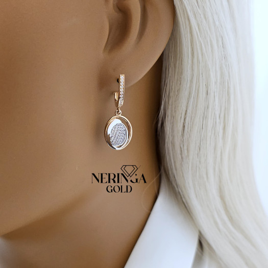 Rose gold english lock earrings #65941