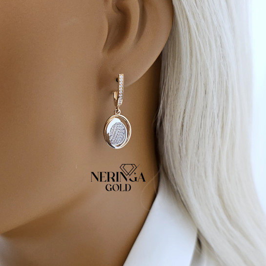 Rose gold english lock earrings #65941