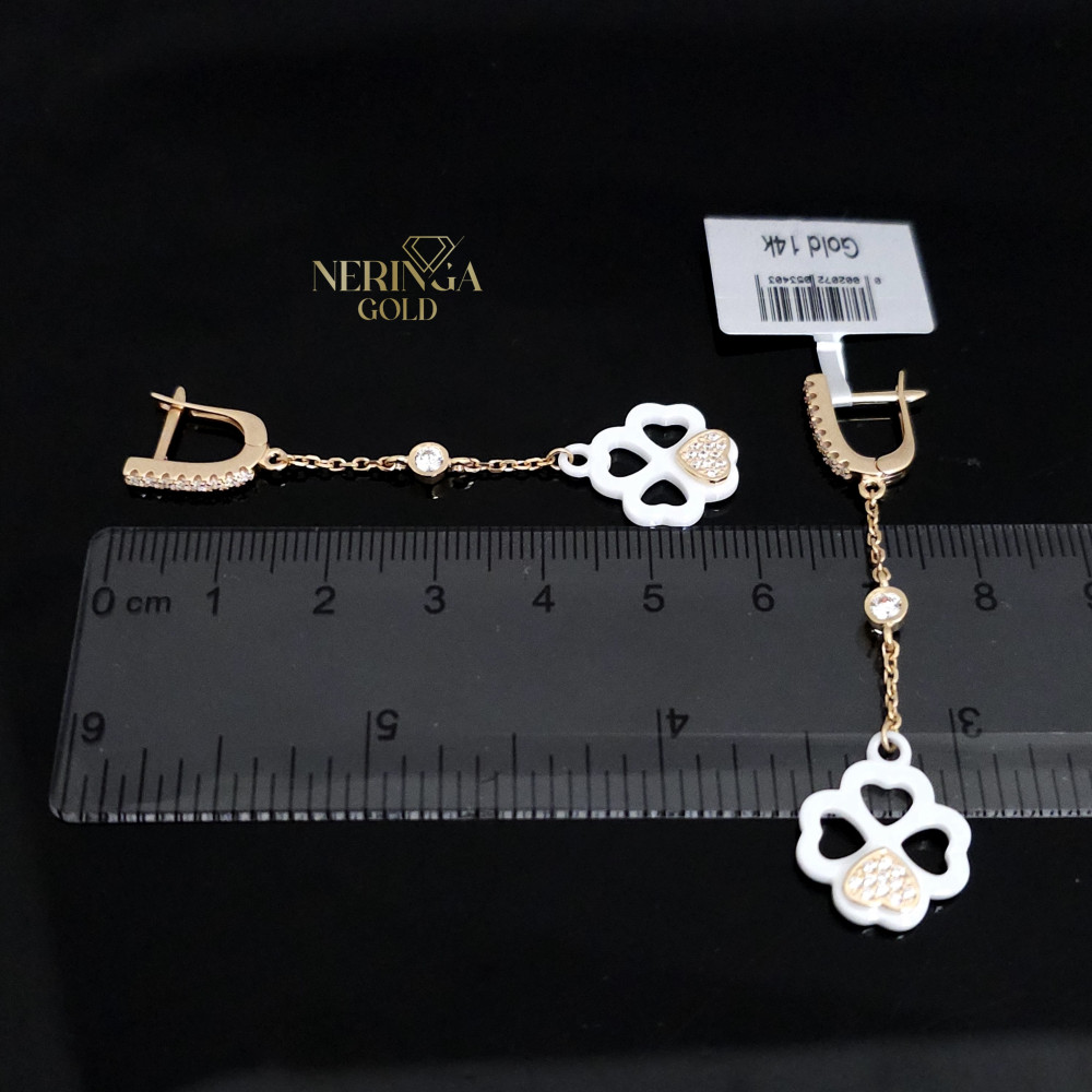 Rose gold english lock earrings #65952