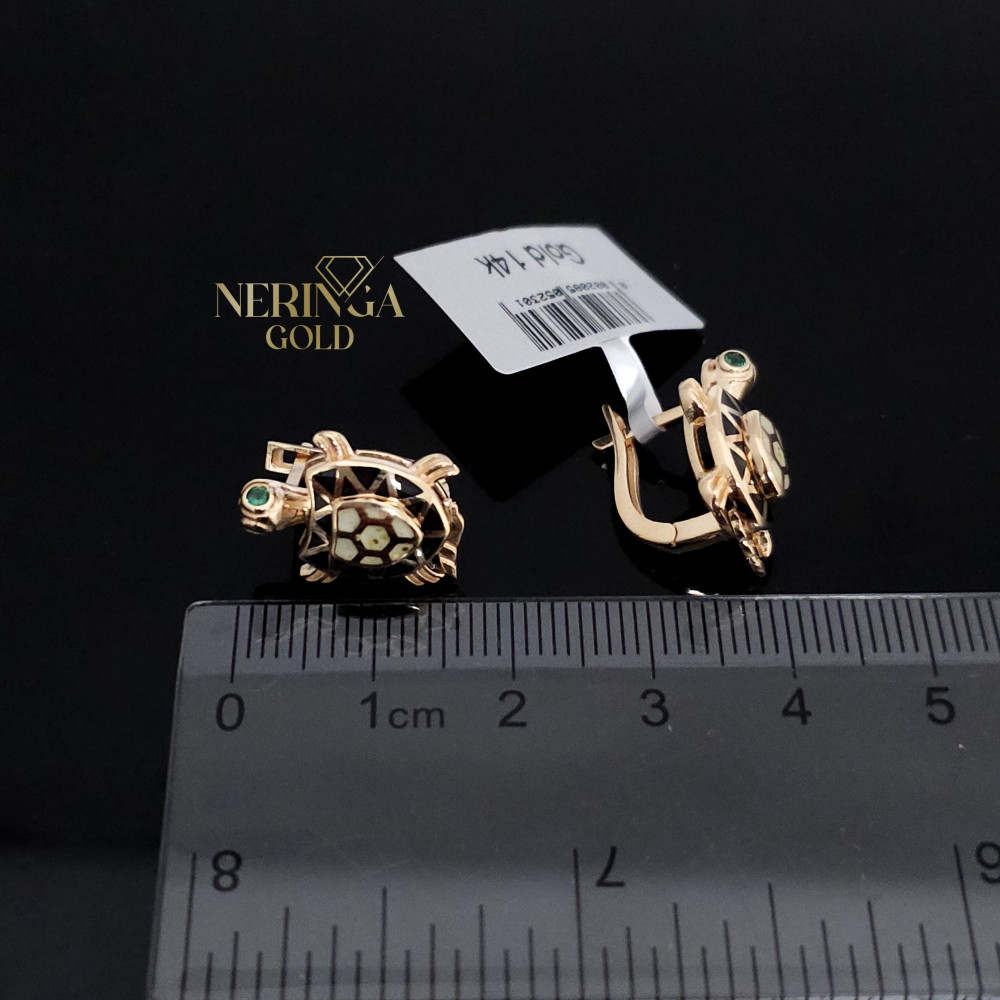 Rose gold english lock earrings #65972