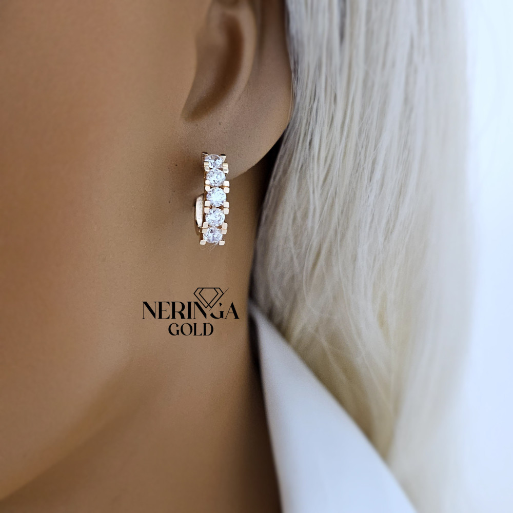 Rose gold english lock earrings #65949