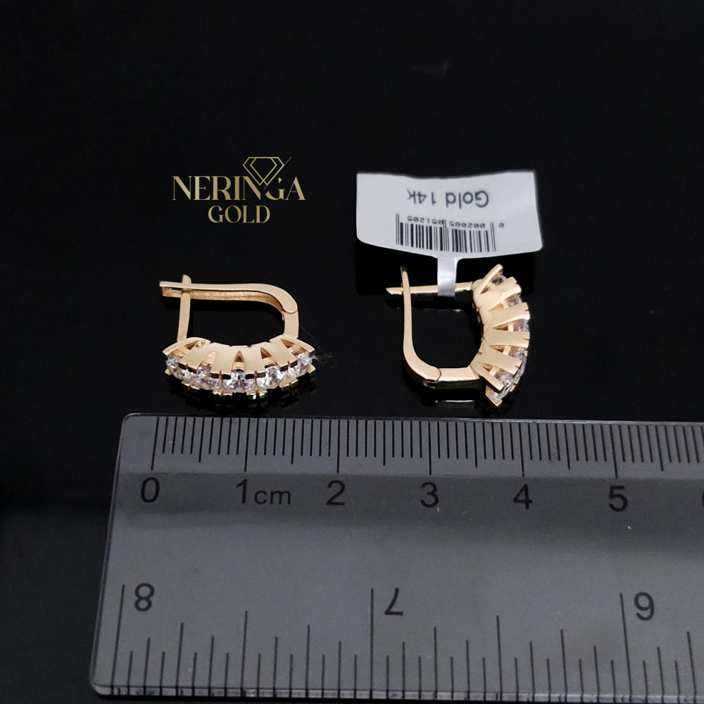 Rose gold english lock earrings #65949