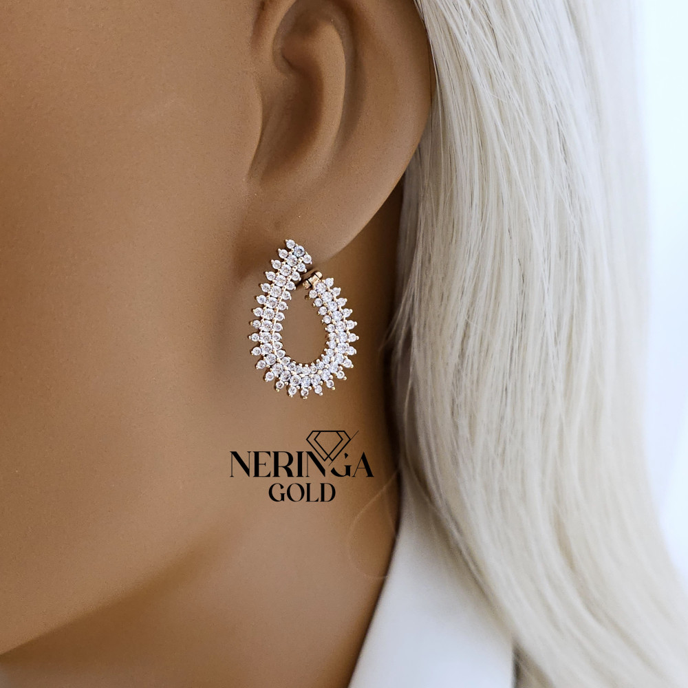 Rose gold english lock earrings #66015